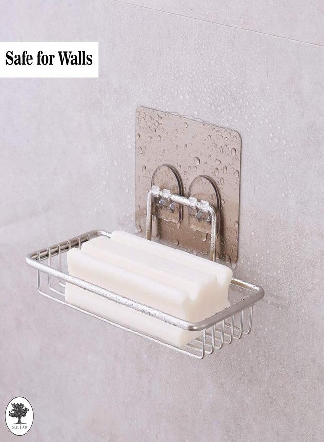 Sulfar Stainless Steel Magic Sticker Series Self Adhesive Soap Holder for Bathroom (Silver) - Image 4